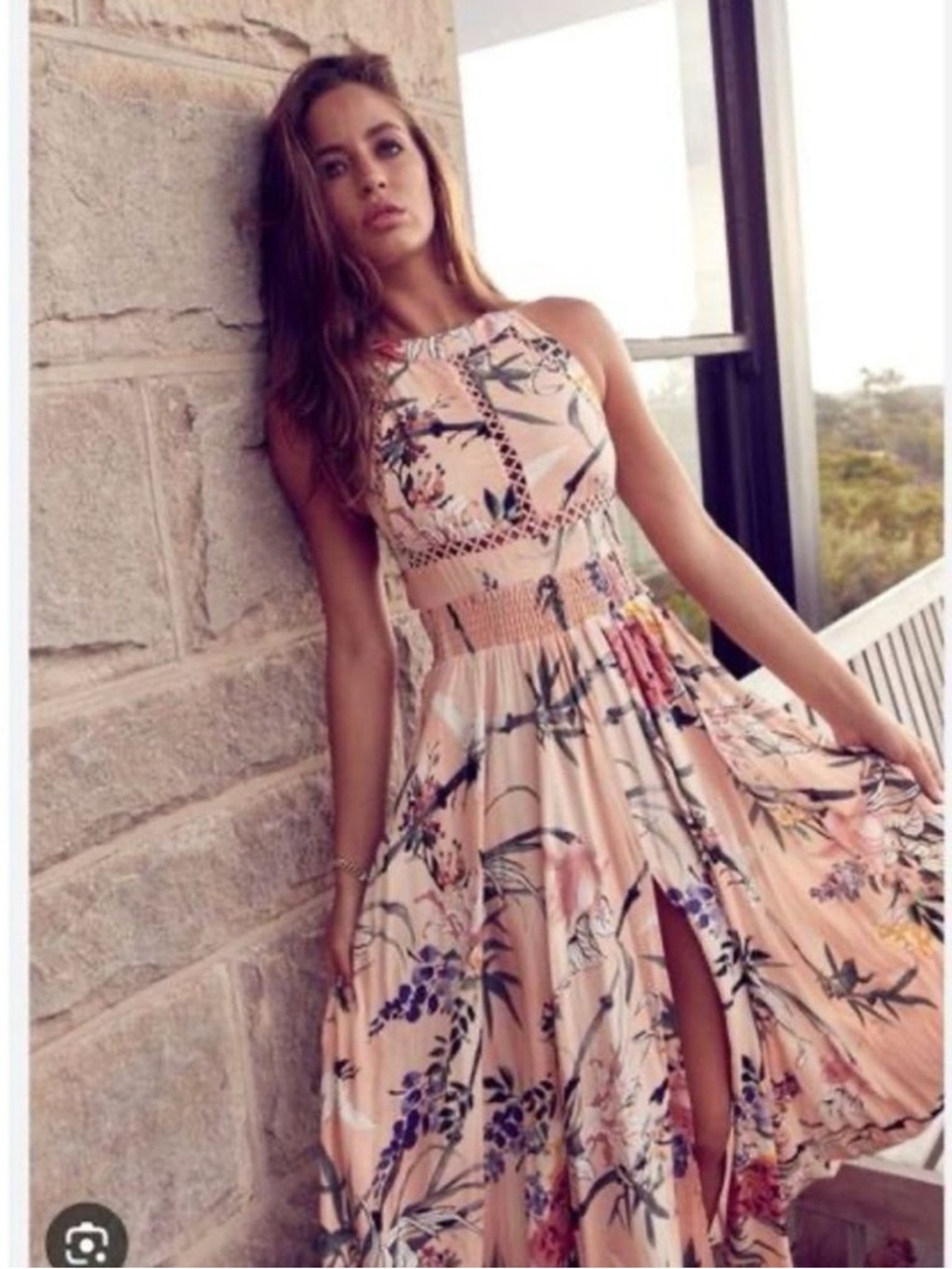 NWT Jaase Blush Pink Floral Halter Maxi Dress